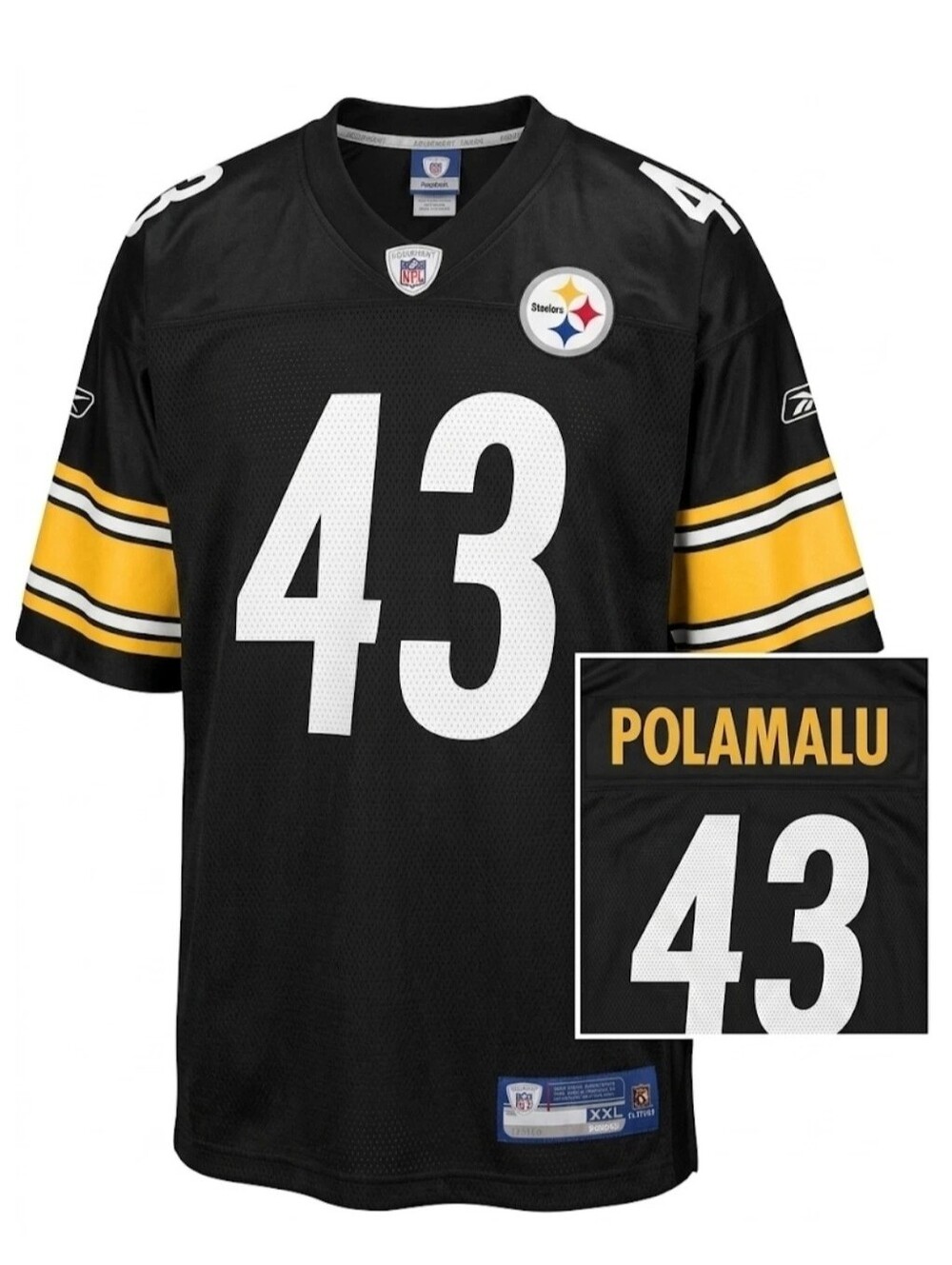 Troy Polamalu Reebok Pittsburgh Steelers #43 Authentic Jersey Size Lg 14-16 Yout